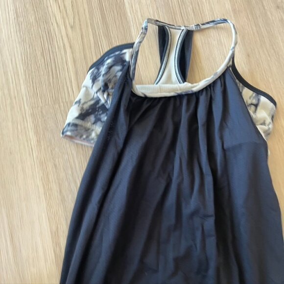 Lululemon No Limits Power Tank Top Black Beige Sports Bra Top Combo Gym Sz 8 - Picture 3 of 7